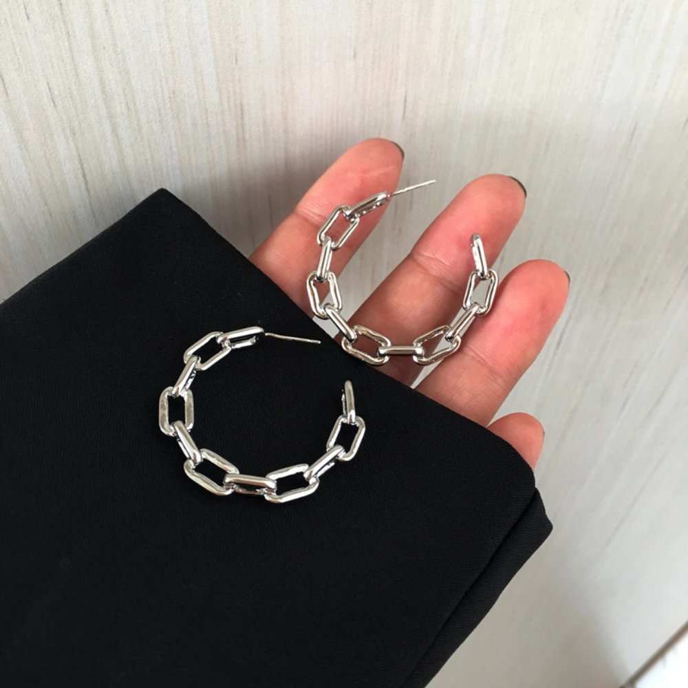 💙Chain Link Earrings Sterling Silver Posts - Picture 12 of 13